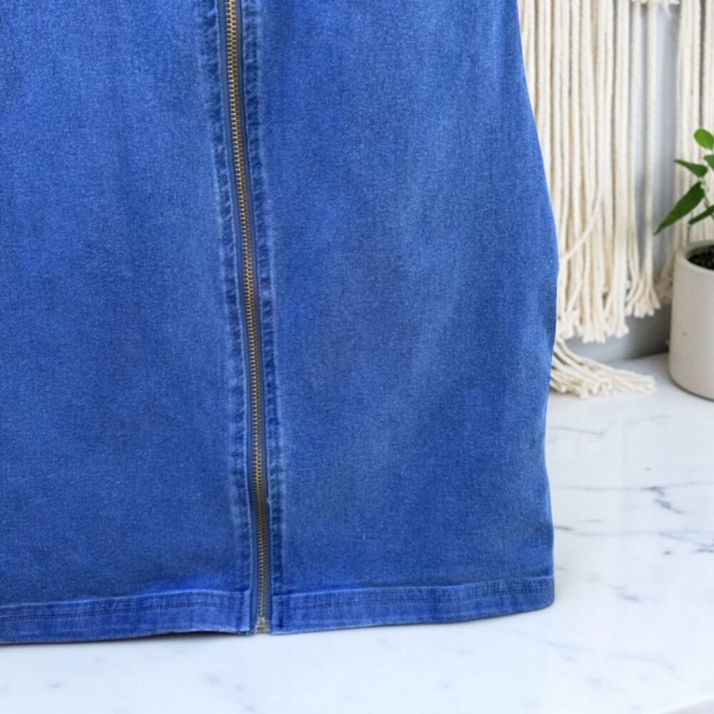 7th & Hudson Women's Size Small Full Zip Denim Mini Dress Blue - Picture 9 of 12